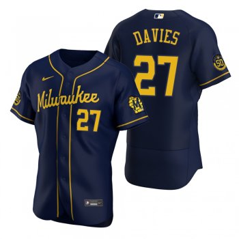 Men's Milwaukee Brewers Zach Davies Nike Navy Authentic 2020 Alternate Jersey