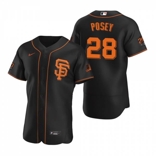 Men's San Francisco Giants Buster Posey Nike Black Alternate 2020 Authentic Jersey