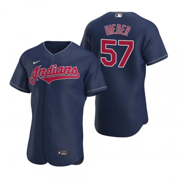 Men's Cleveland Indians Shane Bieber Nike Navy Authentic 2020 Alternate Jersey