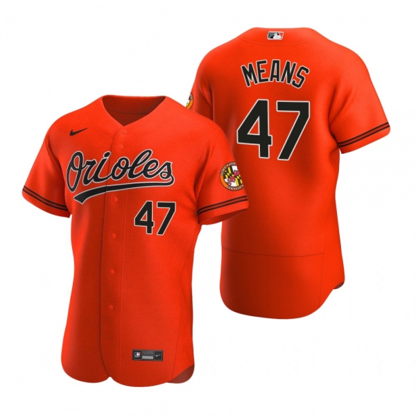 Men's Baltimore Orioles John Means Nike Orange Authentic 2020 Alternate Jersey