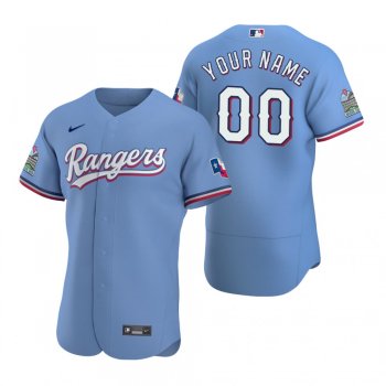 Men's Texas Rangers Custom Nike Light Blue Authentic 2020 Alternate Jersey