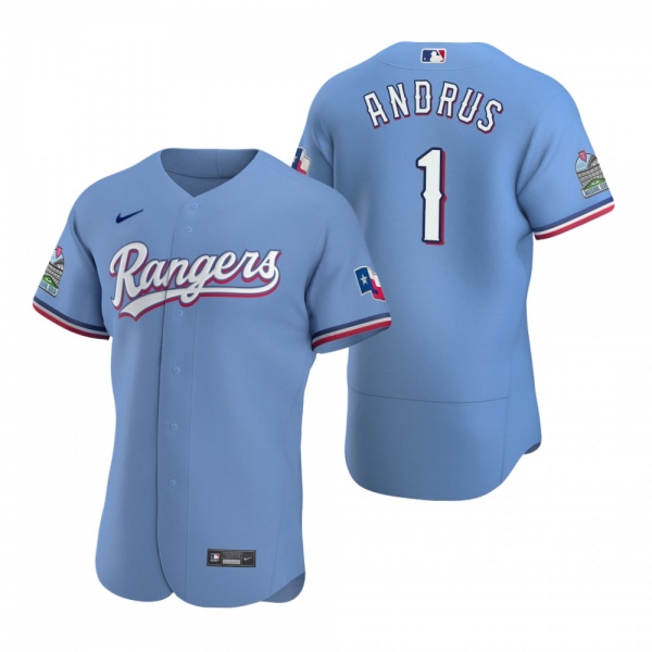 Men's Texas Rangers Elvis Andrus Nike Light Blue Authentic 2020 Alternate Jersey