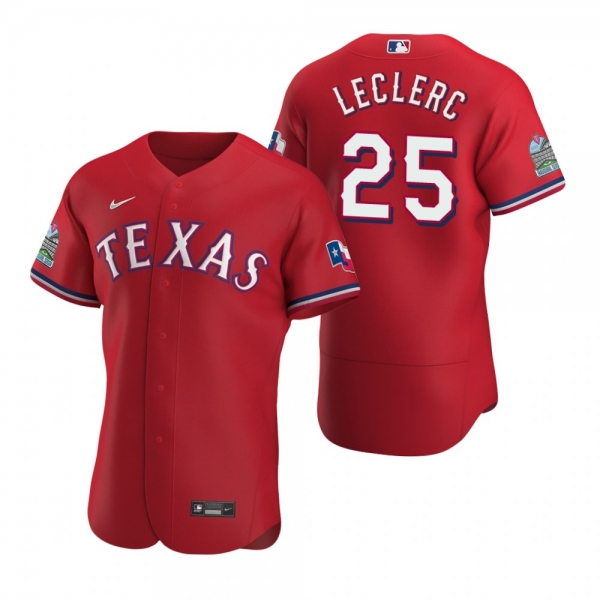 Men's Texas Rangers Jose Leclerc Nike Scarlet Authentic 2020 Alternate Jersey