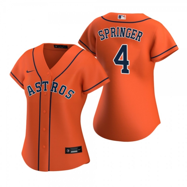 Women's Houston Astros George Springer Nike Orange 2020 Replica Alternate Jersey