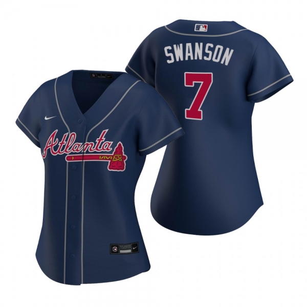 Women's Atlanta Braves Dansby Swanson Nike Navy Replica 2020 Alternate Jersey