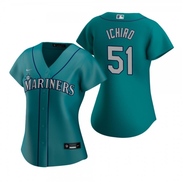 Women's Seattle Mariners Ichiro Suzuki Nike Aqua 2020 Replica Alternate Jersey