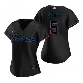 Women's Miami Marlins Jon Berti Nike Black Replica 2020 Alternate Jersey