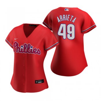 Women's Philadelphia Phillies Jake Arrieta Nike Red 2020 Replica Alternate Jersey