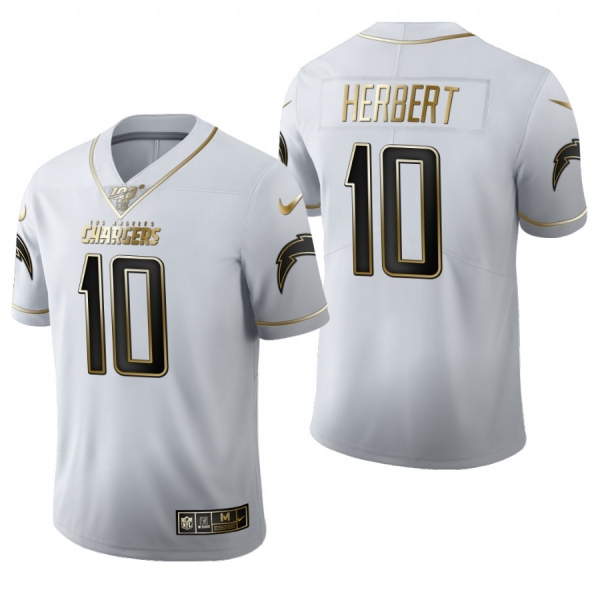 Chargers Justin Herbert White 2020 NFL Draft Golden Edition Jersey