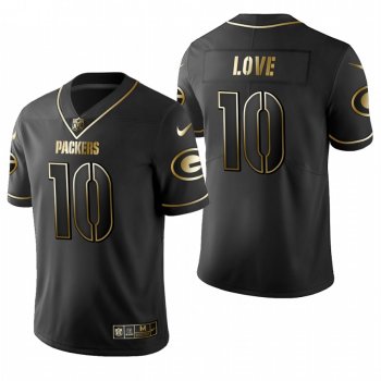 Packers Jordan Love Black 2020 NFL Draft Golden Edition Jersey