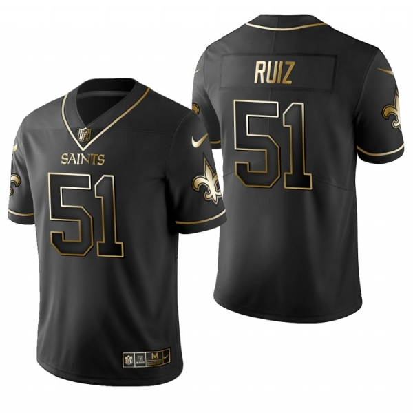 Saints Cesar Ruiz Black 2020 NFL Draft Golden Edition Jersey