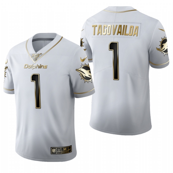 Dolphins Tua Tagovailoa White 2020 NFL Draft Golden Edition Jersey