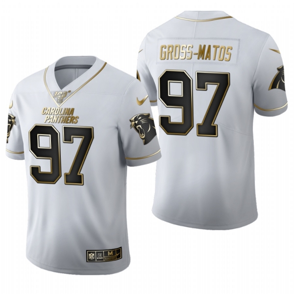 Panthers Yetur Gross-Matos White 2020 NFL Draft Golden Edition Jersey