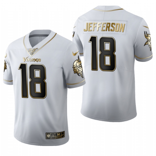 Vikings Justin Jefferson White 2020 NFL Draft Golden Edition Jersey