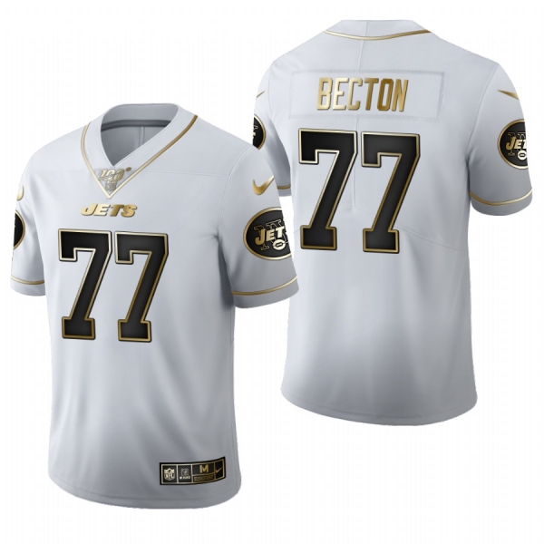 Jets Mekhi Becton White 2020 NFL Draft Golden Edition Jersey