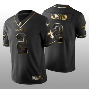 Men's New Orleans Saints Jameis Winston Black Jersey Golden Edition