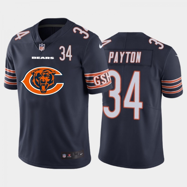 Nike Bears 34 Walter Payton Navy Team Big Logo Number Vapor Untouchable Limited Jersey