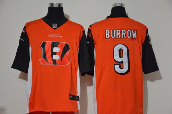 Nike Bengals 9 Joe Burrow Orange Team Big Logo Vapor Untouchable Limited Jersey