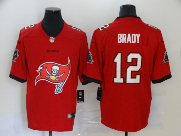 Nike Buccaneers 12 Tom Brady Red Team Big Logo Vapor Untouchable Limited Jersey