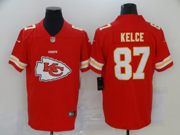 Nike Chiefs 87 Travis Kelce Red Team Big Logo Vapor Untouchable Limited Jersey