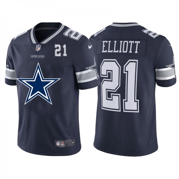 Nike Cowboys 21 Ezekiel Elliott Navy Team Big Logo Number Vapor Untouchable Limited Jersey