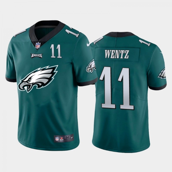 Nike Eagles 11 Carson Wentz Green Team Big Logo Number Vapor Untouchable Limited Jersey