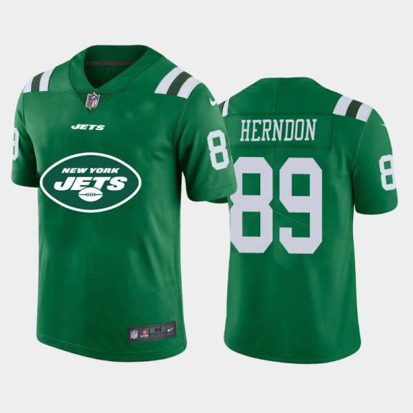 Nike Jets 89 Chris Herndon Green Team Big Logo Vapor Untouchable Limited Jersey