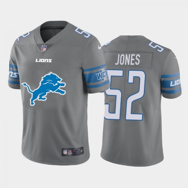 Nike Lions 52 Christian Jones Gray Team Big Logo Vapor Untouchable Limited Jersey