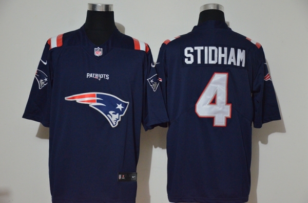 Nike Patriots 4 Jarrett Stidham Navy Team Big Logo Vapor Untouchable Limited Jersey