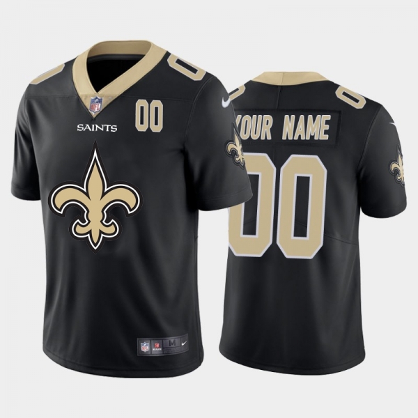 Nike Saints Customized Black Team Big Logo Number Vapor Untouchable Limited Jersey