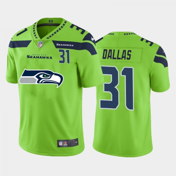 Nike Seahawks 31 DeeJay Dallas Green Team Big Logo Number Vapor Untouchable Limited Jersey