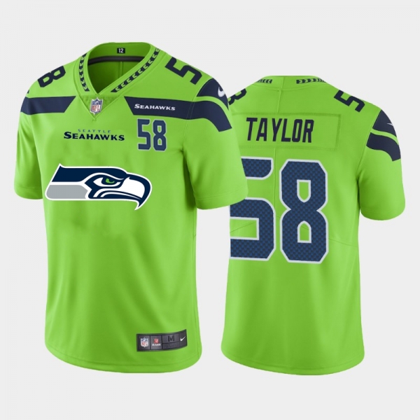 Nike Seahawks 58 Darrell Taylor Green Team Big Logo Number Vapor Untouchable Limited Jersey