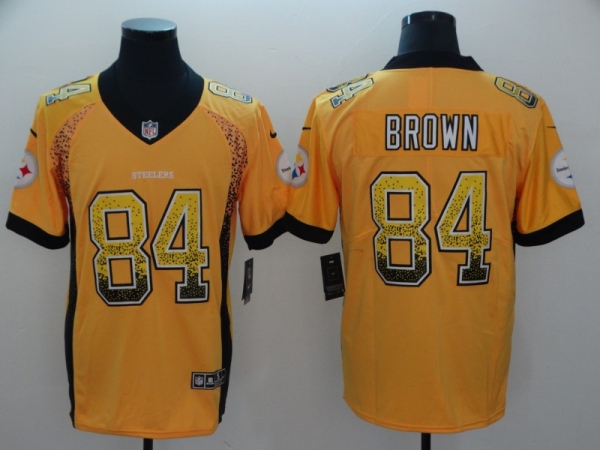 Nike Steelers 84 Antonio Brown Gold Drift Fashion Limited Jersey