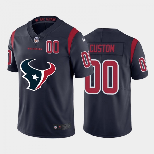 Nike Texans Customized Navy Team Big Logo Number Color Rush Limited Jersey