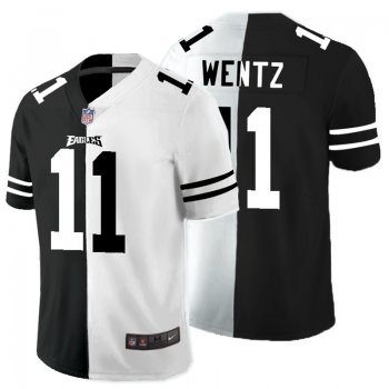 Nike Eagles 11 Carson Wentz Black And White Split Vapor Untouchable Limited Jersey