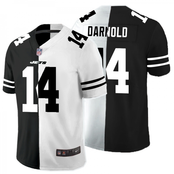 Nike Jets 14 Sam Darnold Black And White Split Vapor Untouchable Limited Jersey