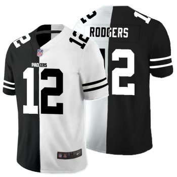 Nike Packers 12 Aaron Rodgers Black And White Split Vapor Untouchable Limited Jersey