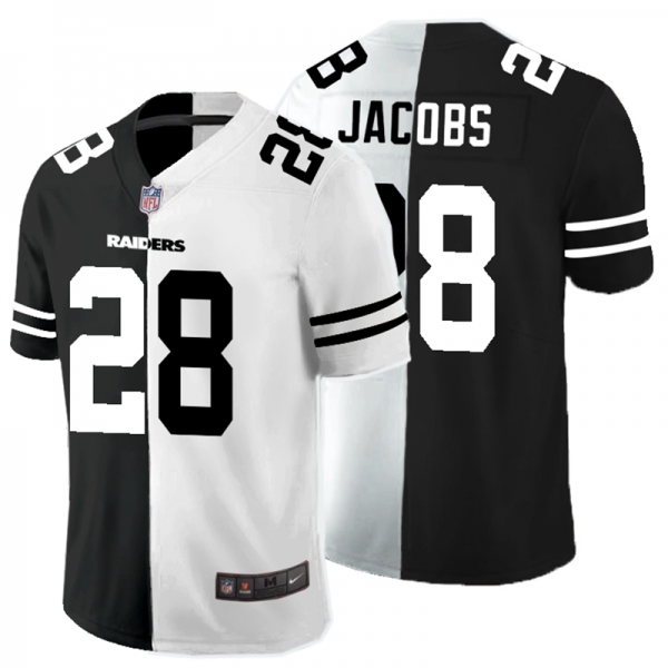 Nike Raiders 28 Josh Jacobs Black And White Split Vapor Untouchable Limited Jersey