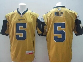 Blue Bombers #5 Drew Willy Gold Stitched CFL Jersey