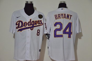 Dodgers 24 Kobe Bryant White 2020 Nike KB Cool Base Jerseys