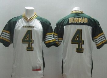 Edmonton Eskimos #4 Adarius Bowman White Stitched CFL Jersey