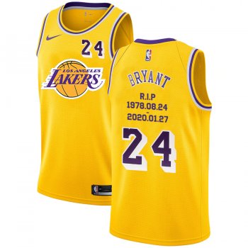 Lakers 24 Kobe Bryant Yellow Nike R.I.P Swingman Jersey