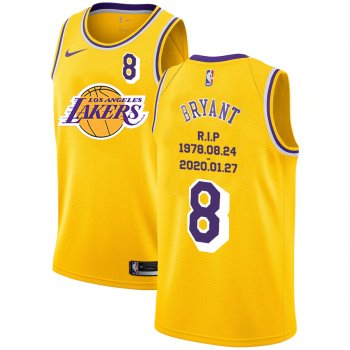 Lakers 8 Kobe Bryant Yellow Nike R.I.P Swingman Jersey