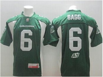 Saskatchewan Roughriders #6 Rob Bagg Green Stitched CFL Jersey