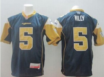 Winnipeg Blue Bombers #5 Drew Willy Navy Blue Stitched CFL Jersey