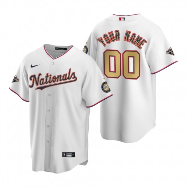 Washington Nationals Custom Nike White 2020 Gold Program Replica Jersey