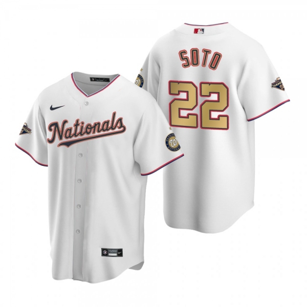 Washington Nationals Juan Soto Nike White 2020 Gold Program Replica Jersey