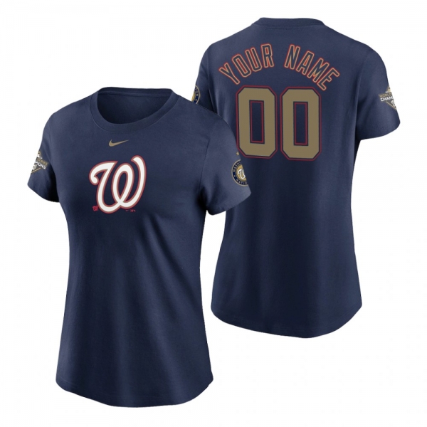 Women's Washington Nationals Custom Nike Navy 2020 Gold Program T-Shirt