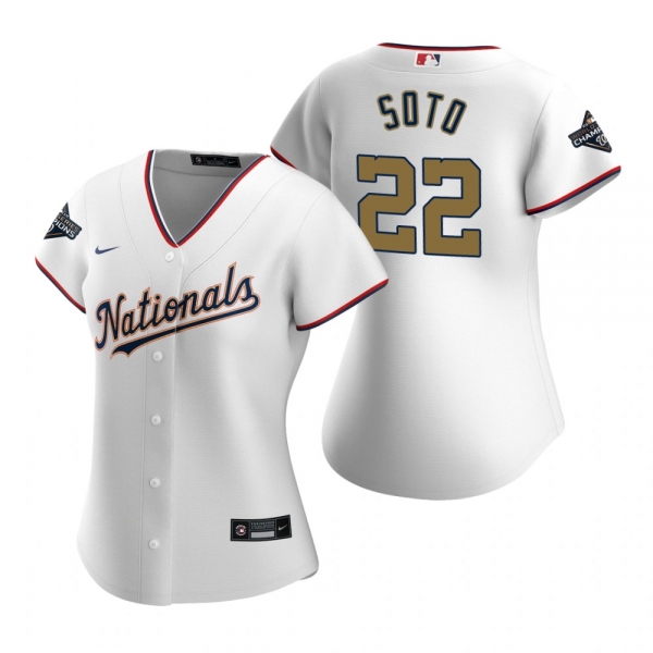 Women's Nationals Juan Soto White Gold 2020 Gold Program Replica Jersey