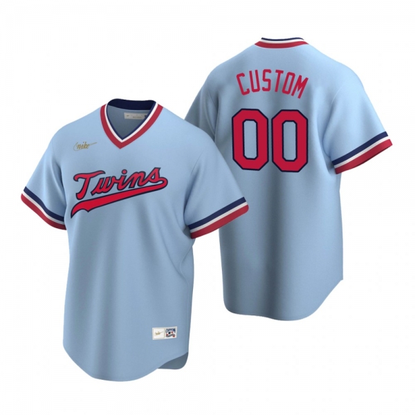 Men's Minnesota Twins Custom Nike Light Blue Cooperstown Collection Road Jersey